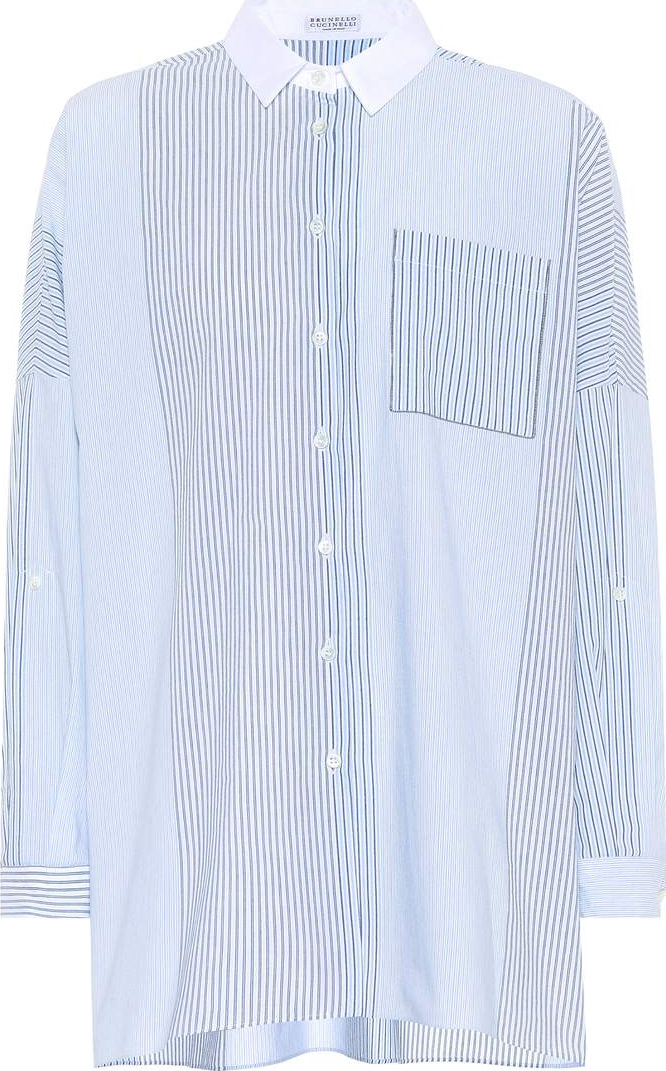Brunello Cucinelli Stripe-blocked cotton shirt
