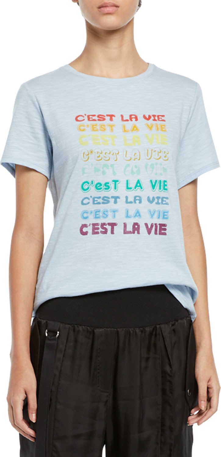 Cinq A Sept C'est La Vie Short-Sleeve Graphic Tee