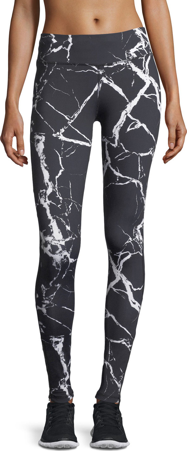 Varley Huntley Marble-Print Performance Leggings w/ Mesh Varley Huntley Marble-Print Performance Leggings w/ Mesh
