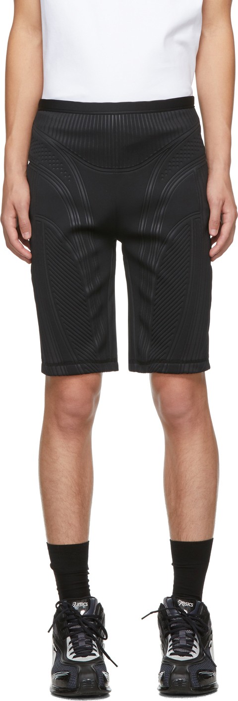 Mugler Black Embossed Bicycle Shorts