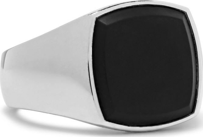 Tom Wood Cushion Sterling Silver Onyx Ring