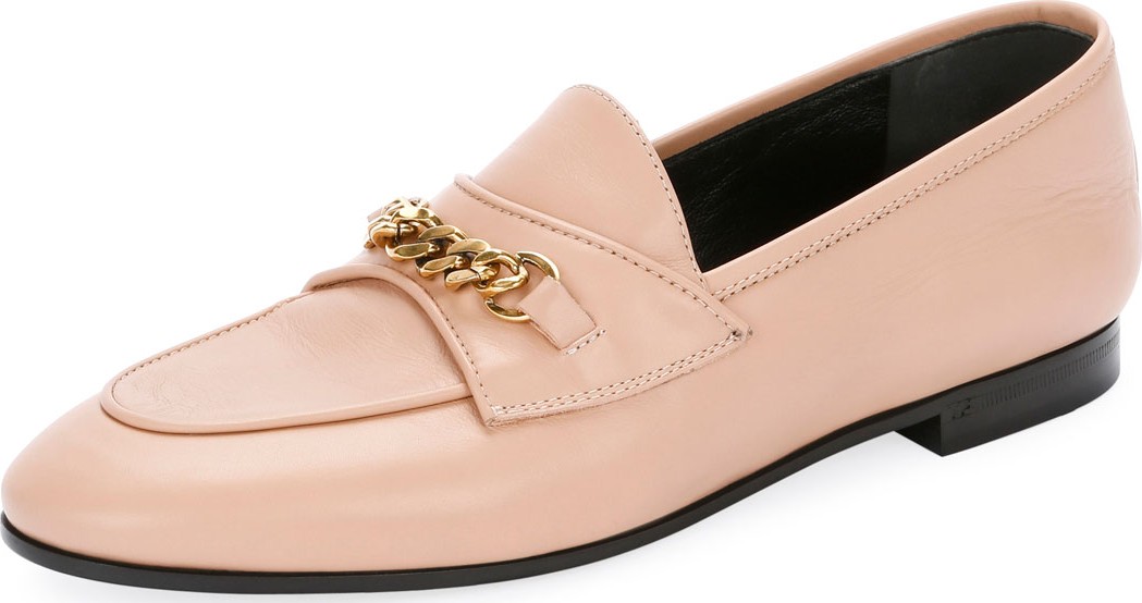 TOM FORD Leather Loafers with Chain Detail