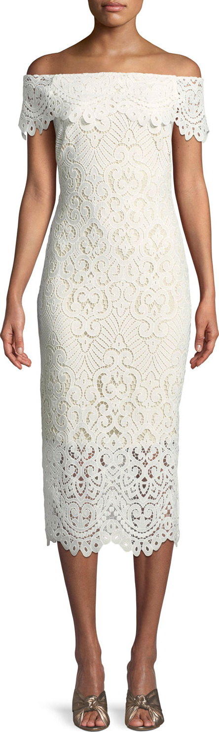 Shoshanna Madison Lace Off-the-Shoulder Dress