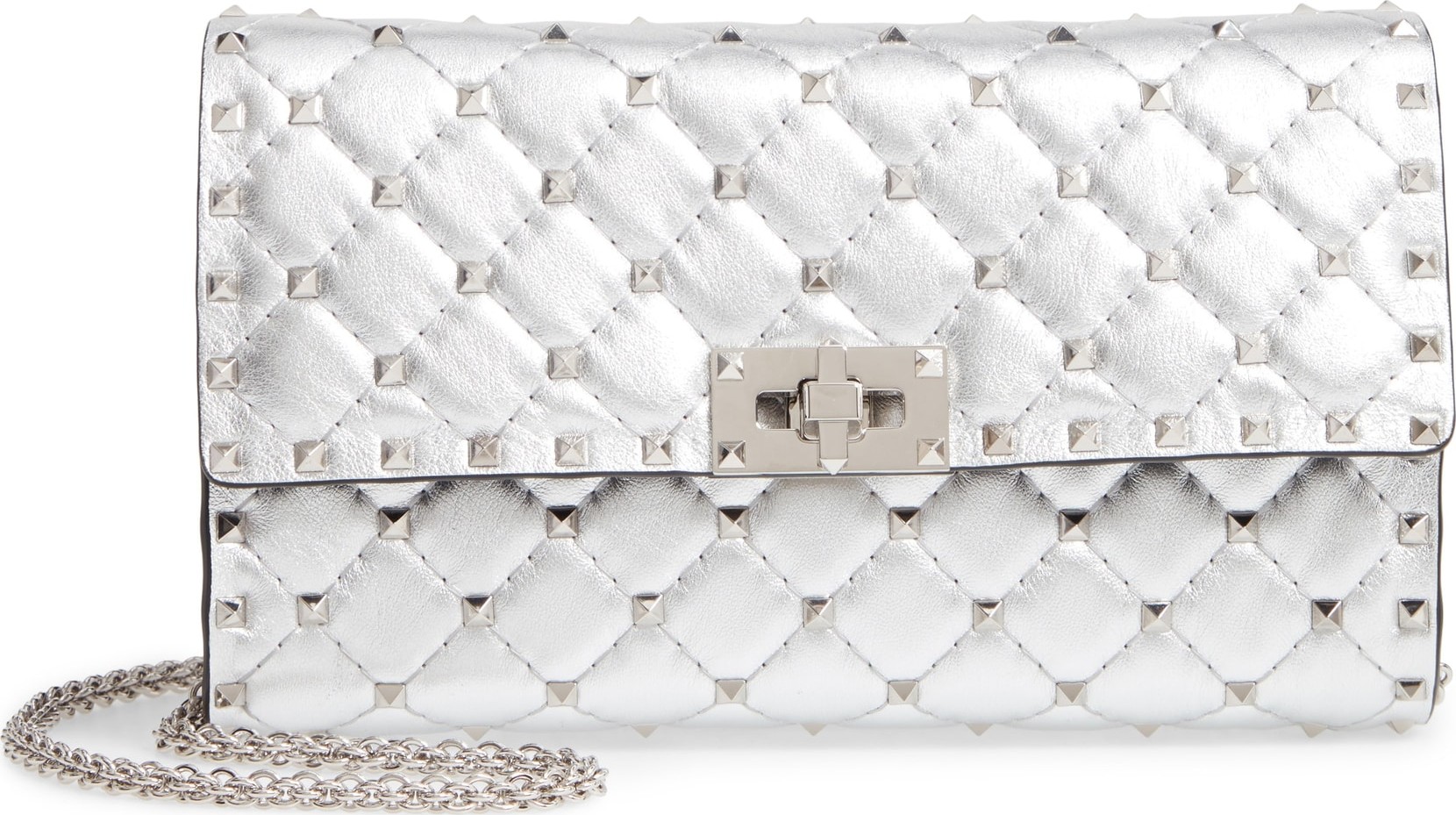 Valentino Rockstud Metallic Leather Clutch