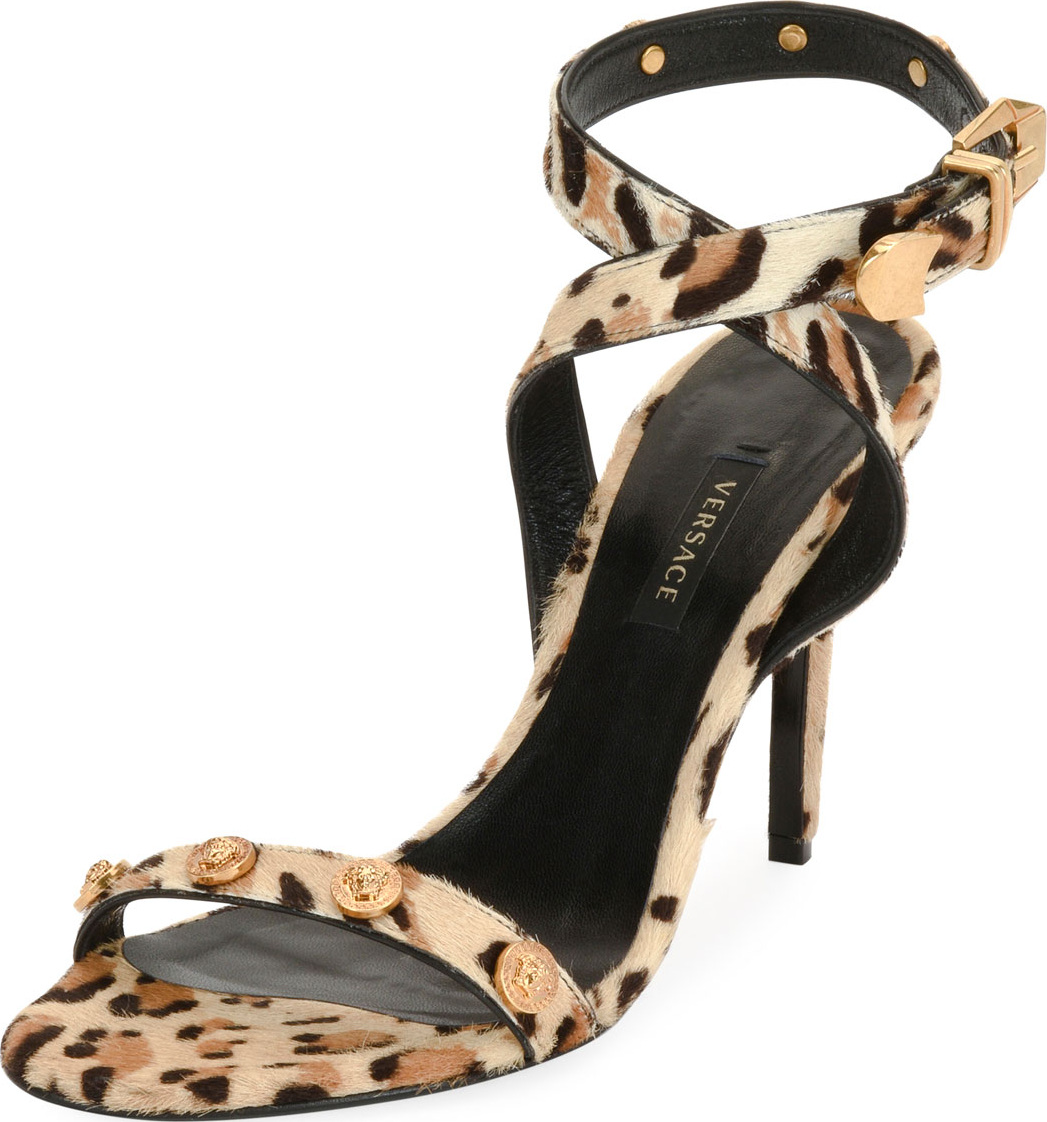 Versace Medusa Coin Fur Sandal