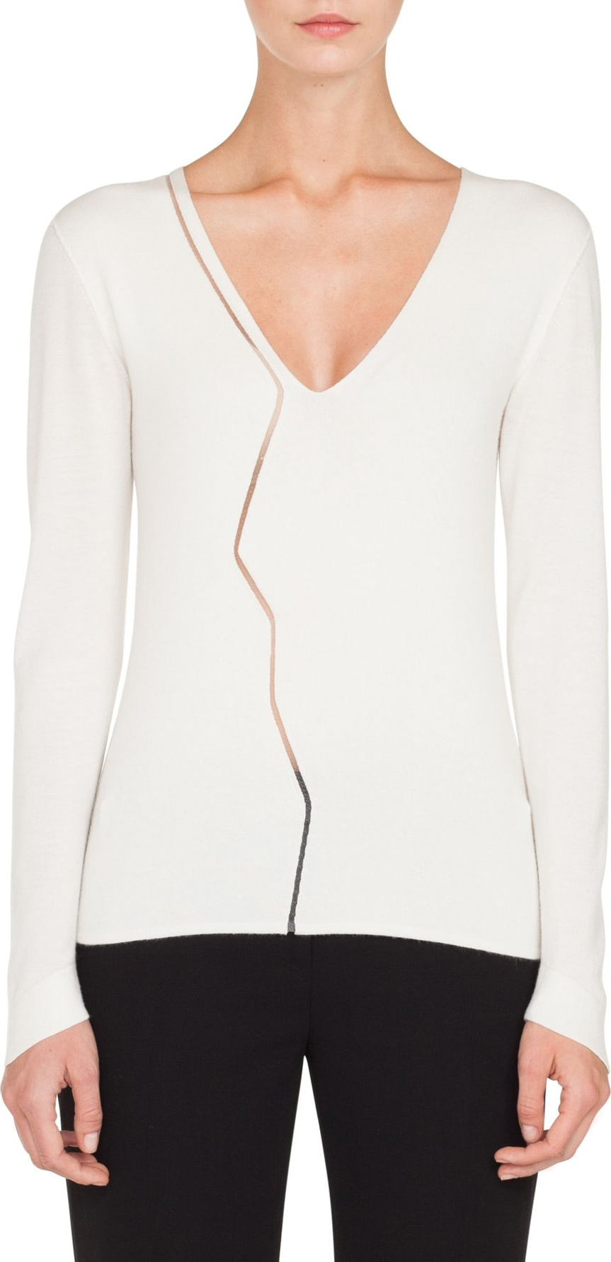 Akris Marble Mesh Cashmere Blend V-Neck Sweater