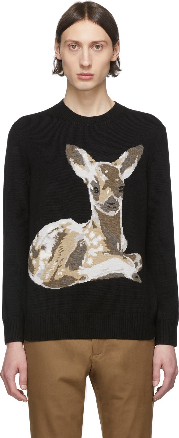 Burberry London England Black Fawn Crewneck Sweater