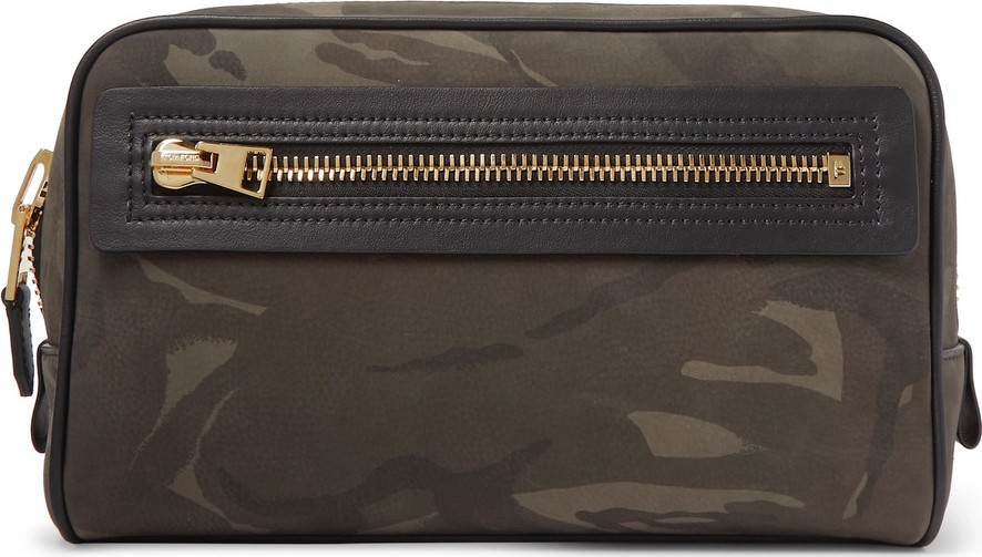 TOM FORD Camouflage-Print Leather Wash Bag