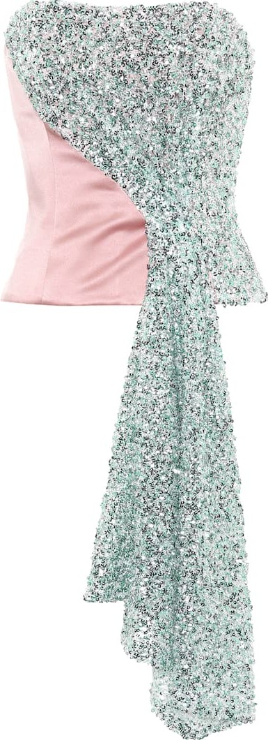 Halpern Sequined satin bustier