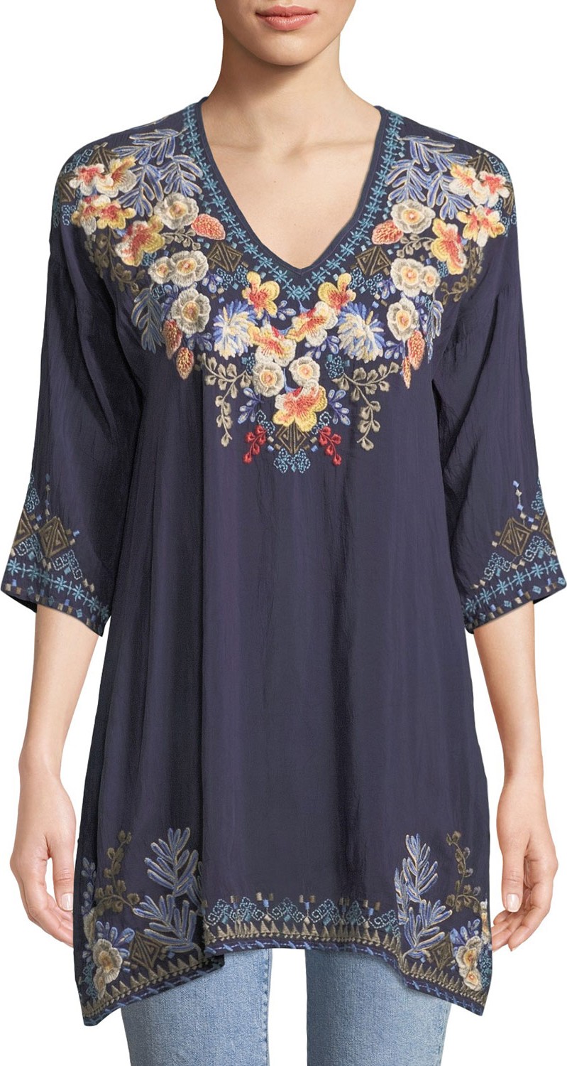 Johnny Was Kalea V-Neck Embroidered Tunic