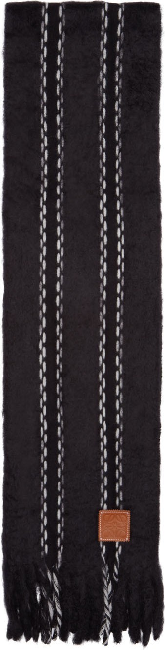 LOEWE Black Skinny Mohair Stitches Scarf LOEWE Black Skinny Mohair Stitches Scarf