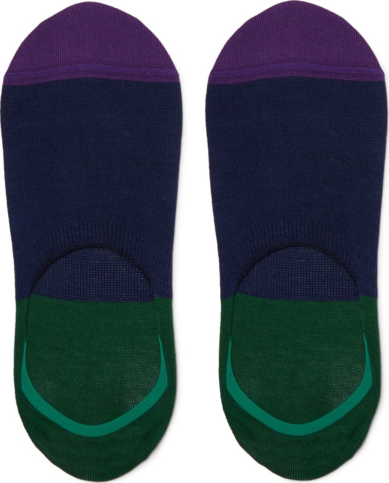 Paul Smith Colour-Block Mercerised Stretch Cotton-Blend No-Show Socks