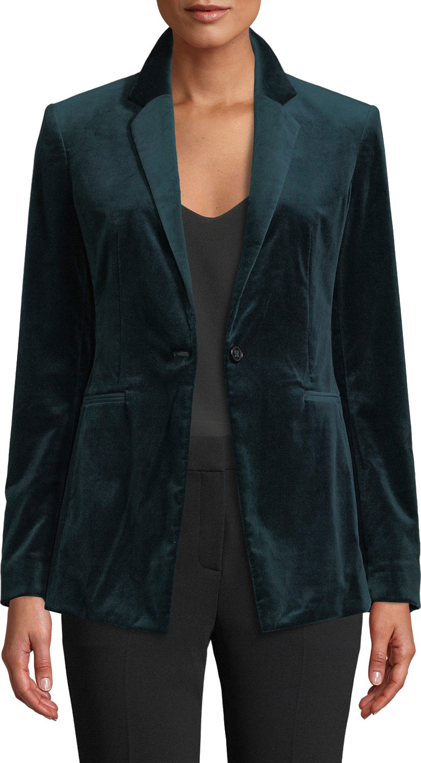 Theory Power Velvet One-Button Blazer Jacket
