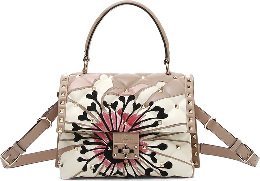 Valentino Candystud Quilted Flower Top Handle Bag