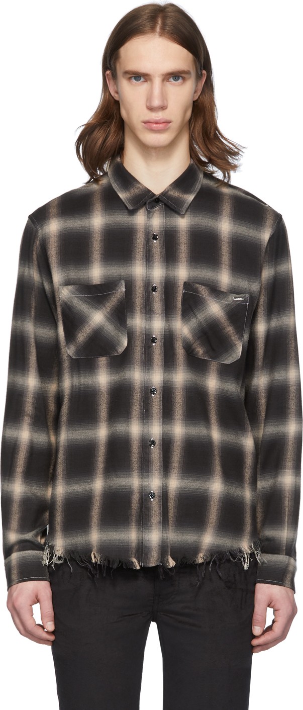 Amiri Beige & Black Shadow Plaid Shirt