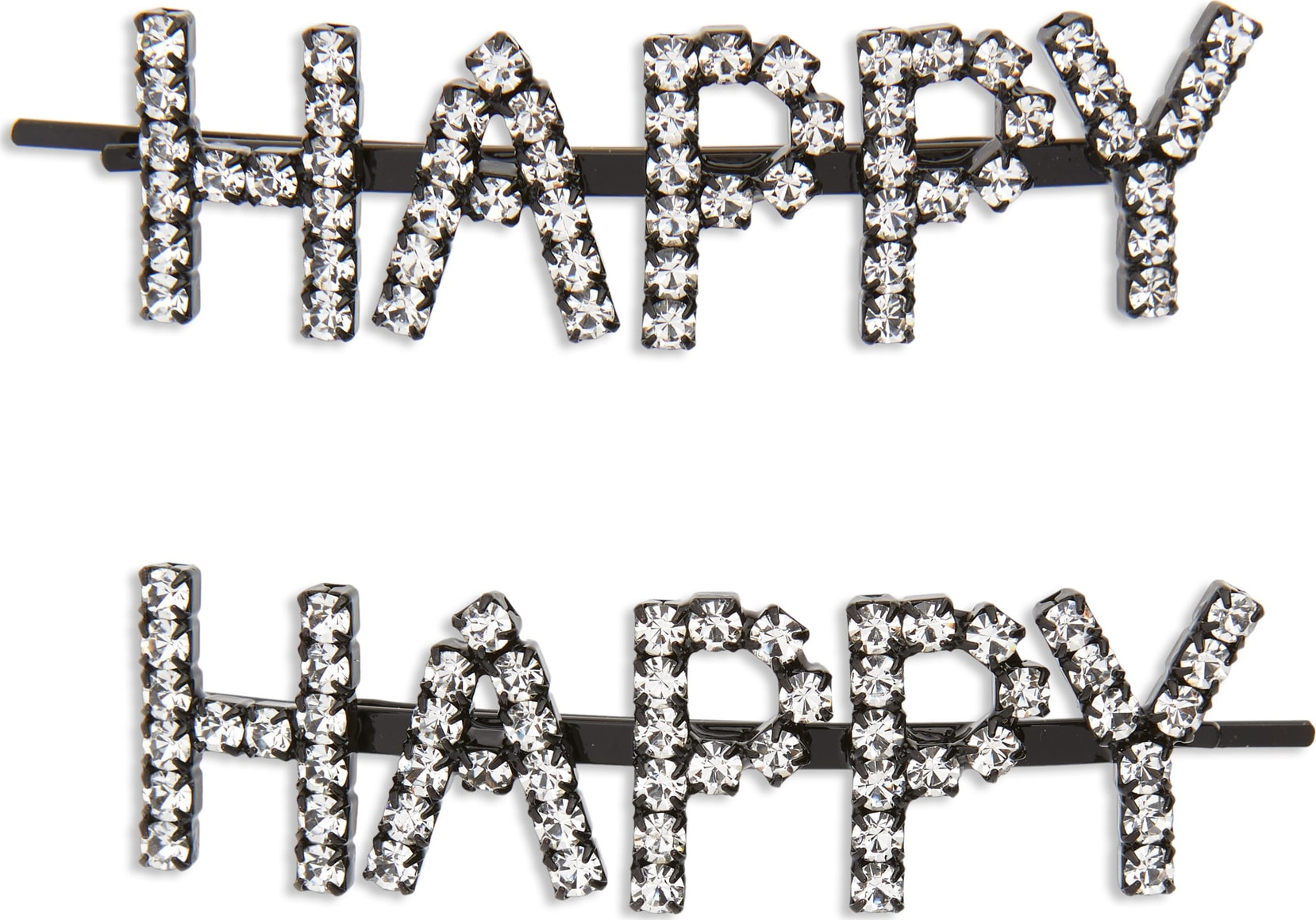 Ashley Williams Happy Set of 2 Crystal Bobby Pins