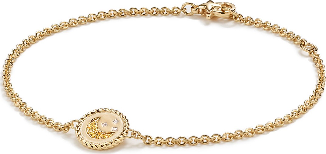 David Yurman 18k Cable Collectibles Pave Moon & Stars Bracelet