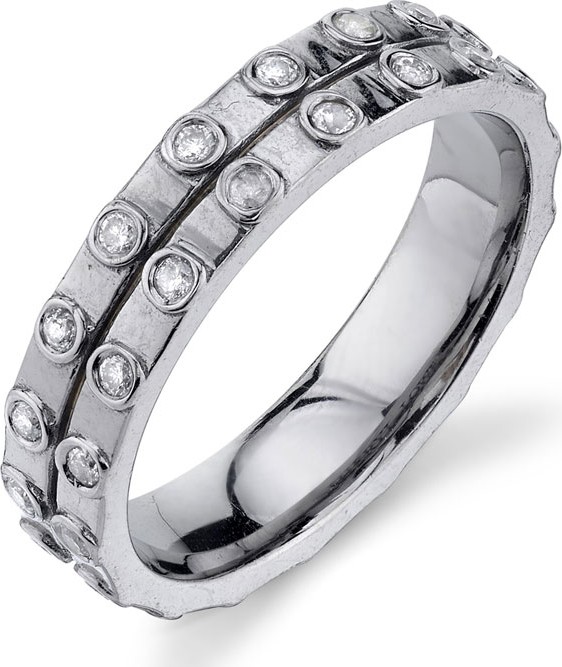 Sheryl Lowe Double-Row Diamond-Bezel Eternity Band, Size 7