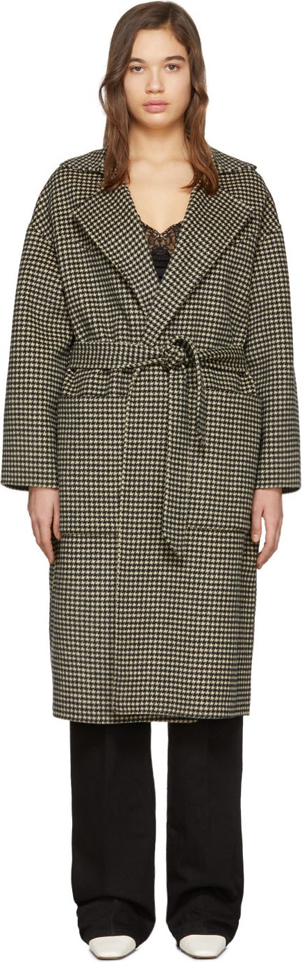 Nanushka Brown Wool Houndstooth Alamo Belted Coat