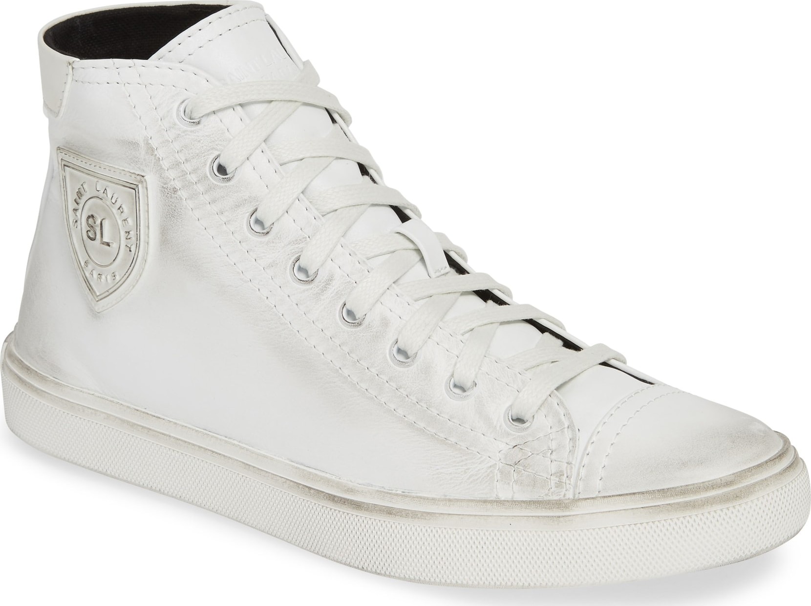 Saint Laurent Bedford Distressed High Top Sneaker