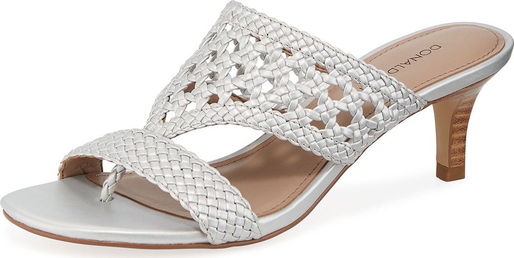 Donald J Pliner Kikki Woven Metallic Leather Sandals