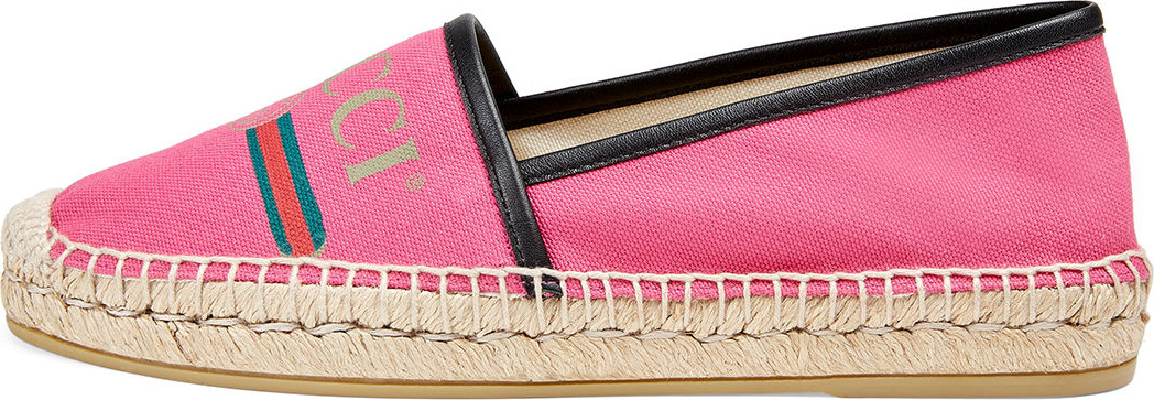 Gucci Pilar Gucci-Print Canvas Espadrille Flat