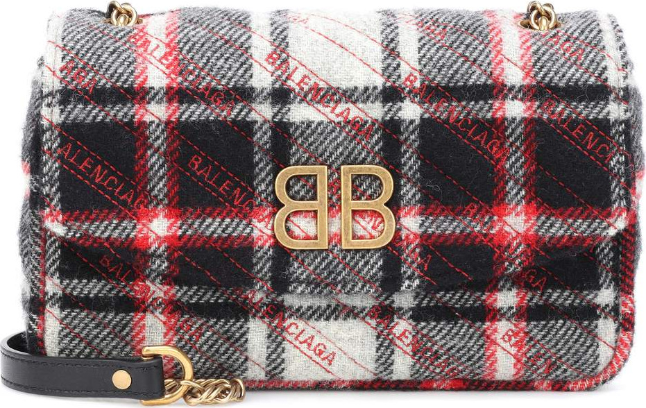 Balenciaga Chain Round S plaid shoulder bag