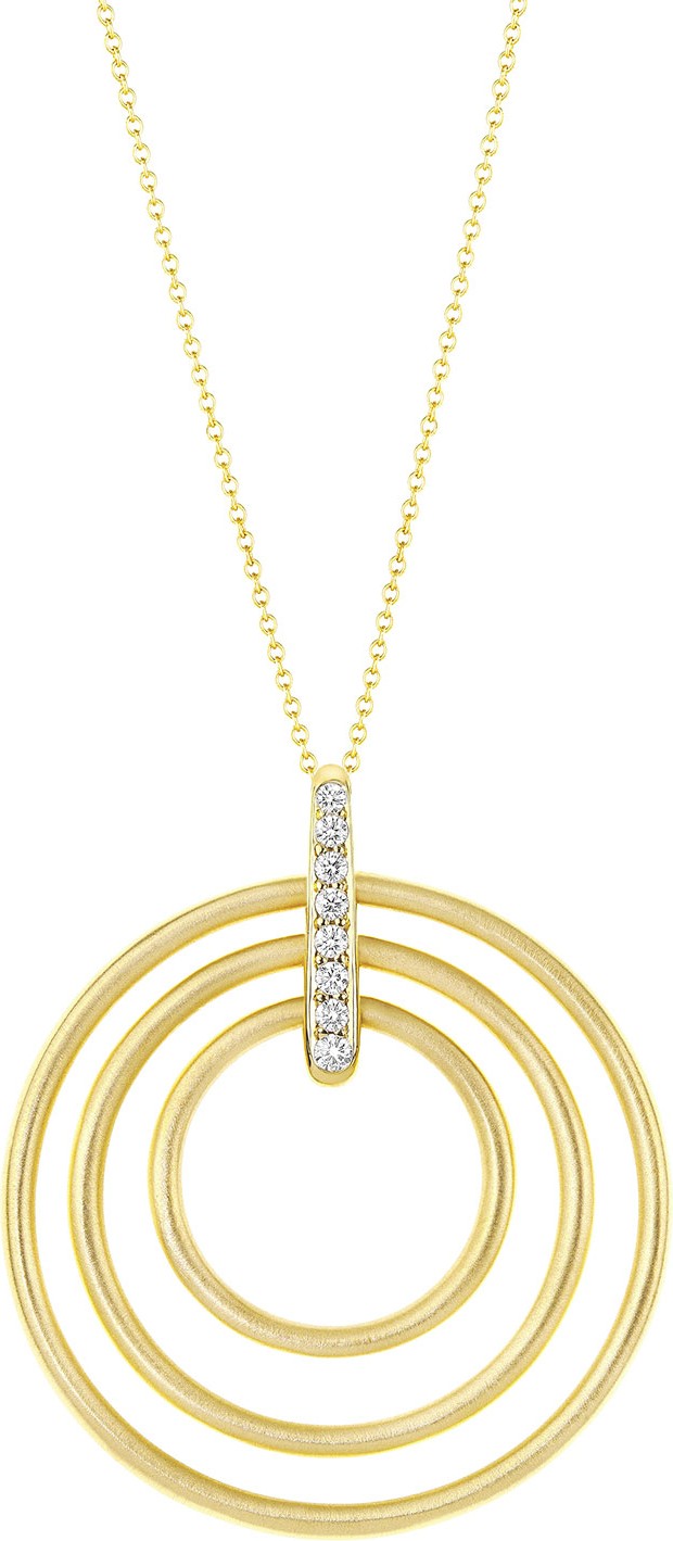Carelle Moderne 18k Diamond Circle Pendant Necklace