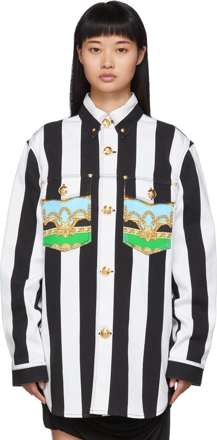 Versace White & Black Baroque Shirt