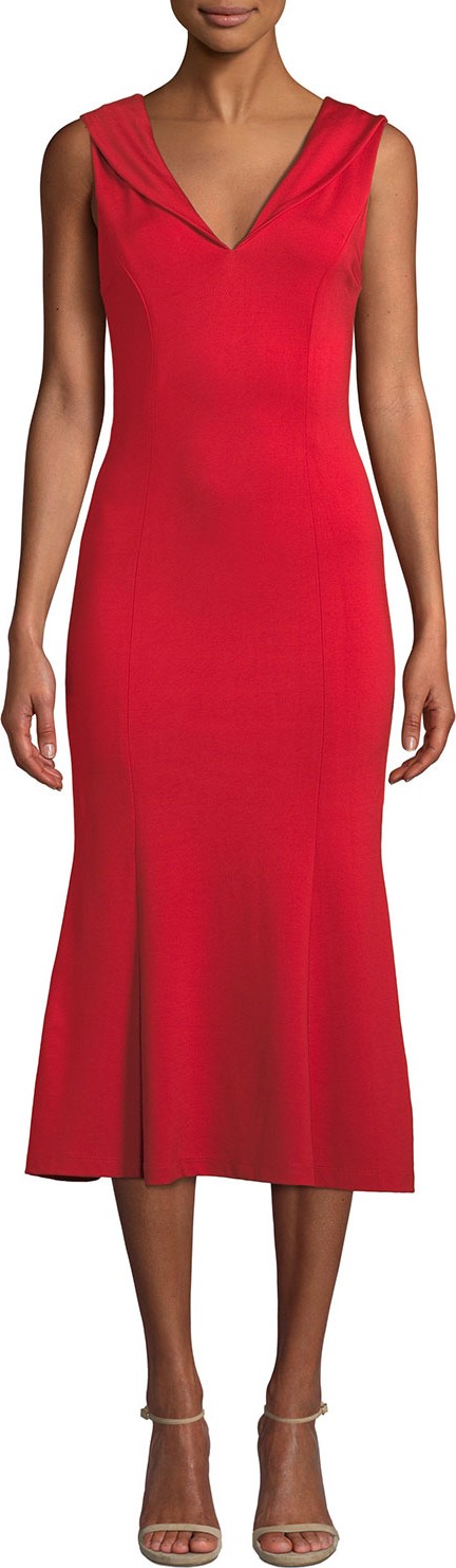 Alice + Olivia Cecilia Draped-Shoulder Sleeveless Cocktail Dress