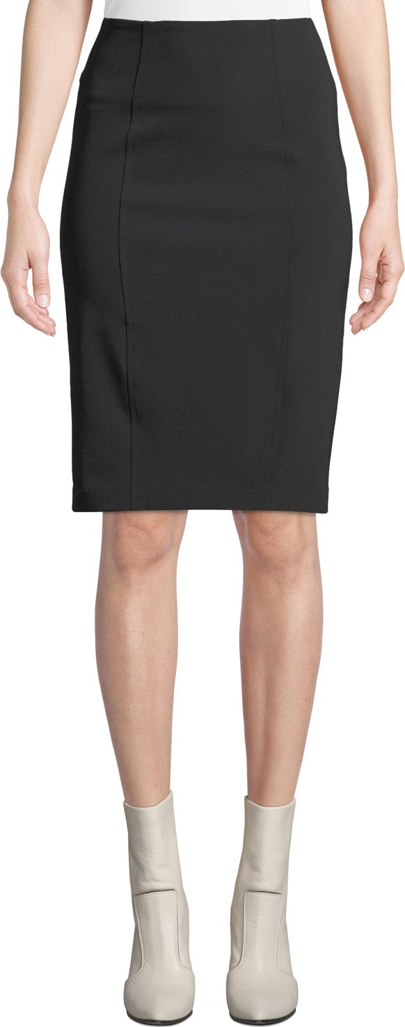 Veronica Beard Scuba-Knit Pencil Skirt with Exposed Zip