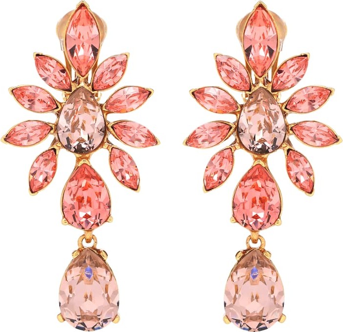 Oscar De La Renta Crystal-embellished clip-on earrings