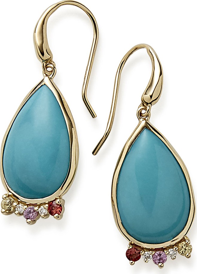 IPPOLITA Prisma Dots Turquoise Teardrop Earrings with Sapphire & Diamonds