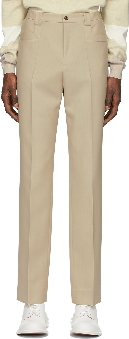 Maison Margiela Beige Strachy Wool Trousers