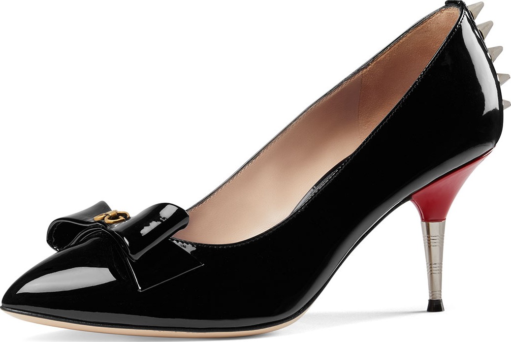 Gucci Patent Leather Spiked Pumps