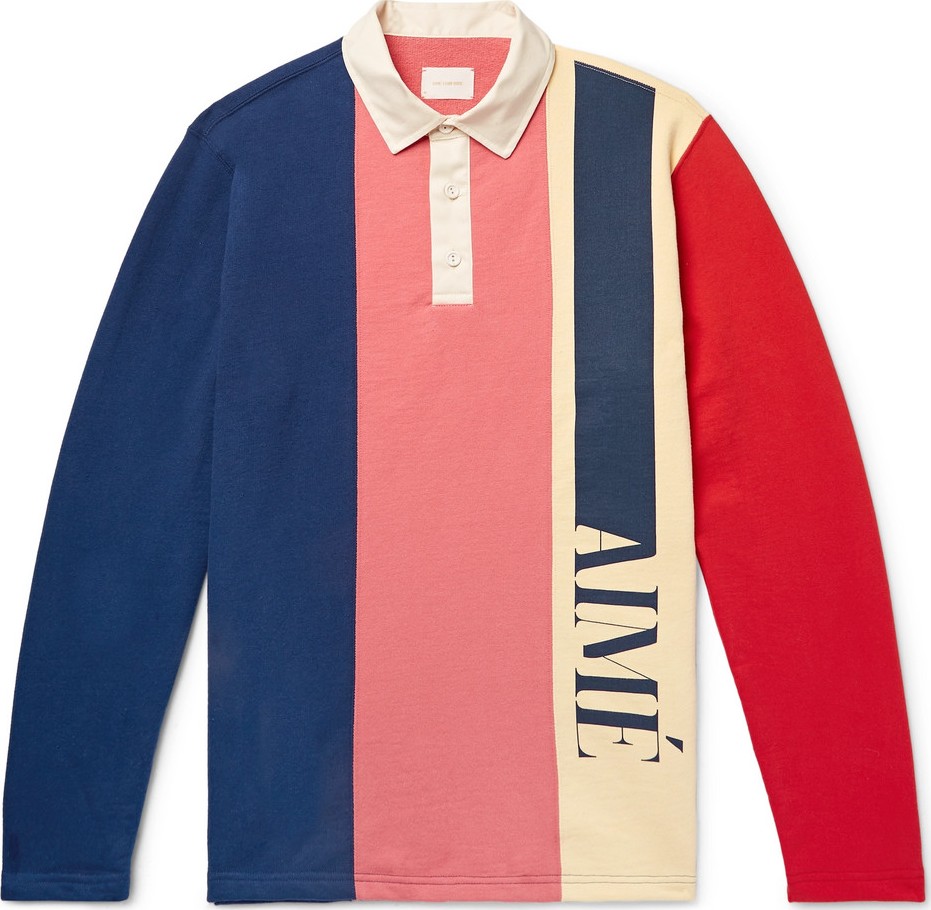 Aimé Leon Dore Logo-Print Colour-Block Loopback Cotton-Jersey Polo Shirt