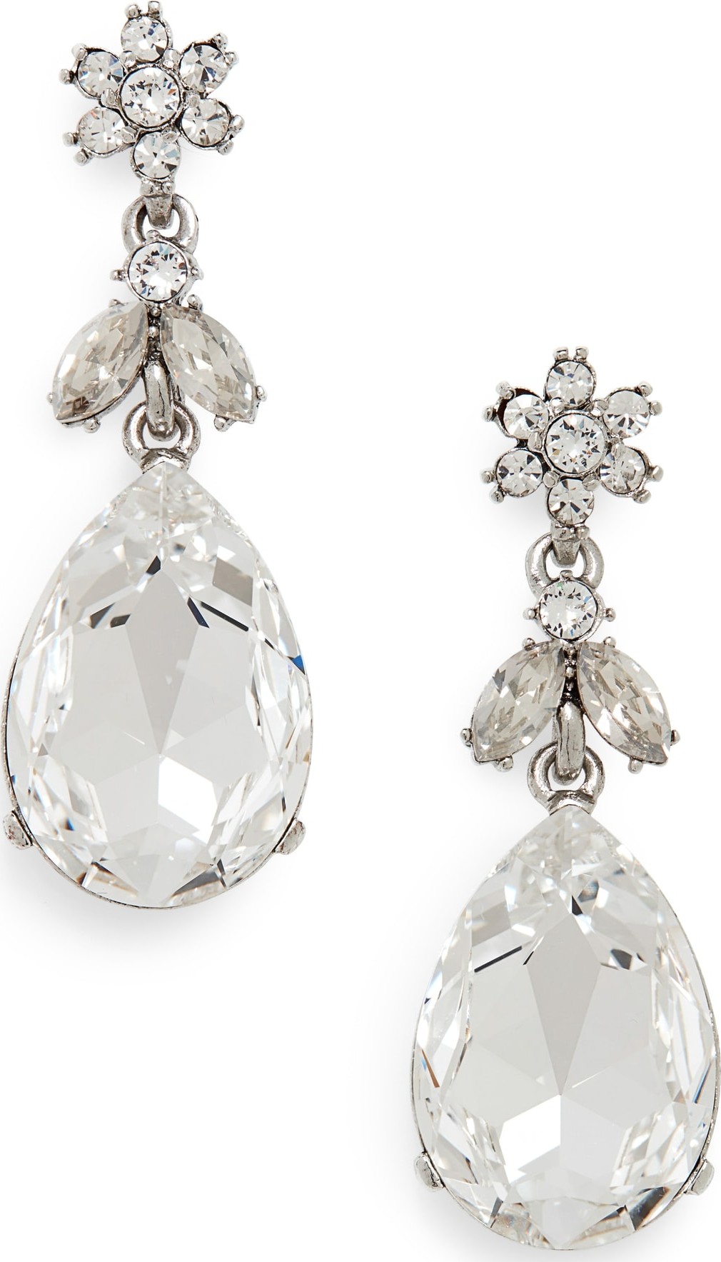 Oscar De La Renta Classic Crystal Teardrop Earrings