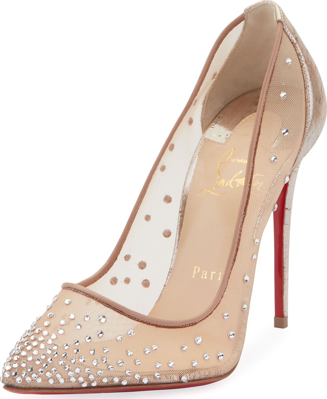 Christian Louboutin Follies Strass 100mm Red Sole Pumps with Cork