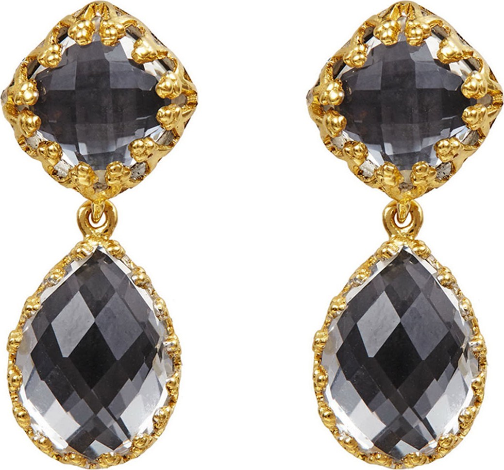 Larkspur & Hawk Jane Double-Drop Earrings with Gray Foil