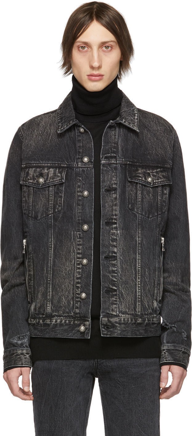Balmain Black Denim Logo Jacket