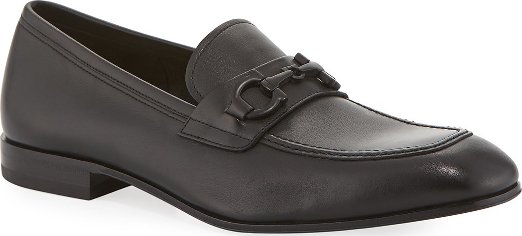 Salvatore Ferragamo Men's Asten Leather Slip-On Bit Loafers