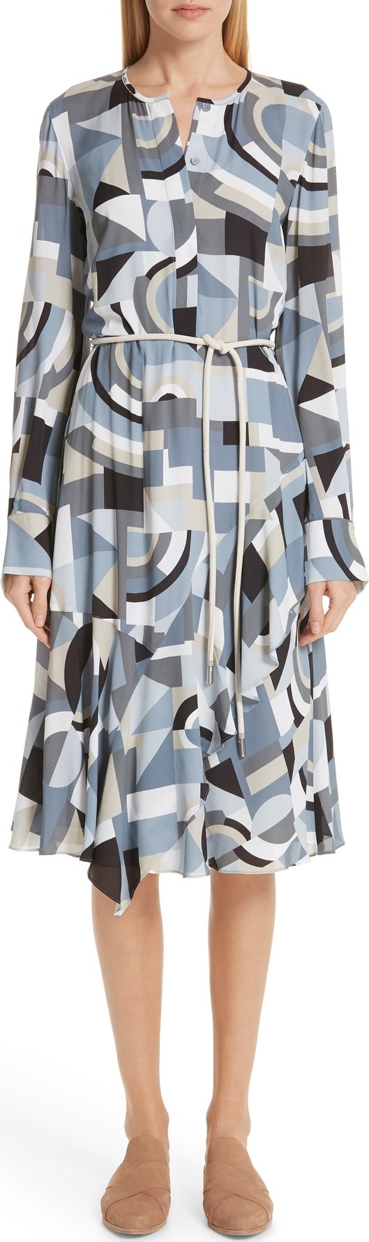 Lafayette 148 New York Paris Genteel Geometry Crepe Dress