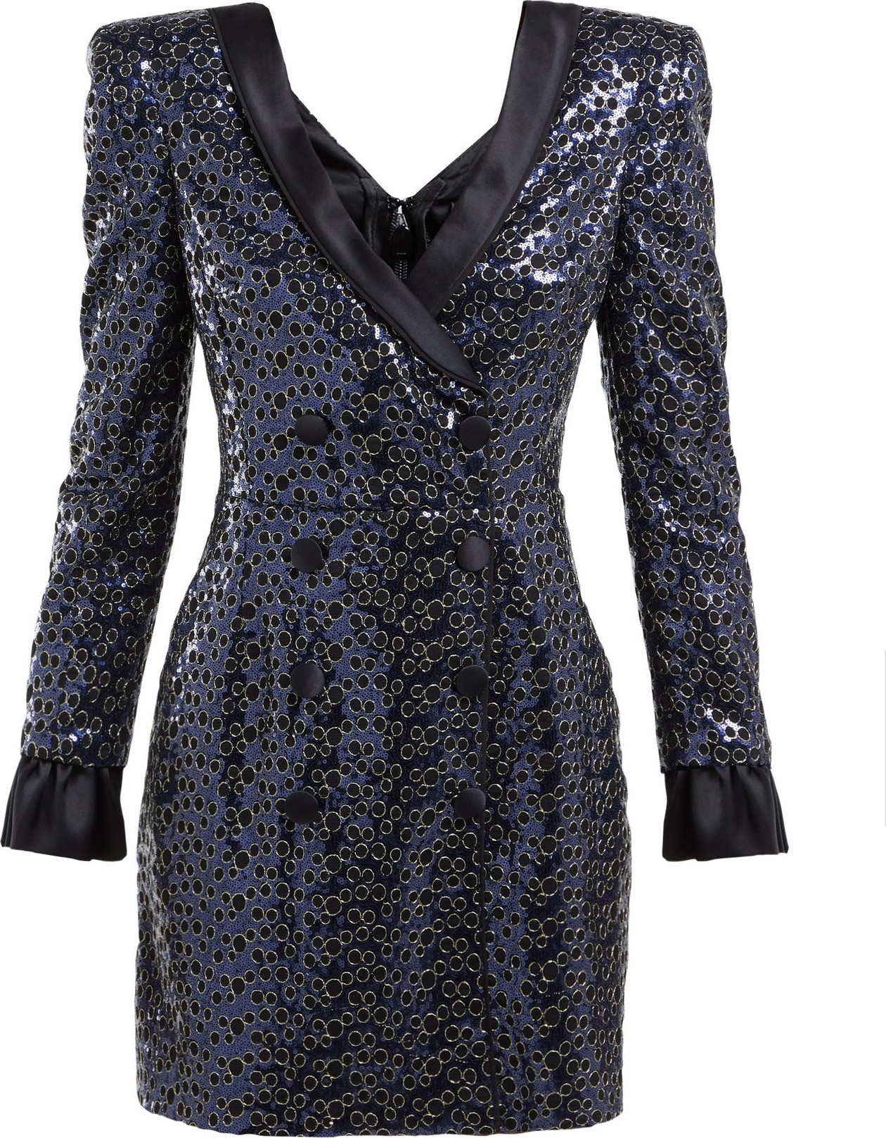Dundas Sequinned satin-trimmed tuxedo mini dress