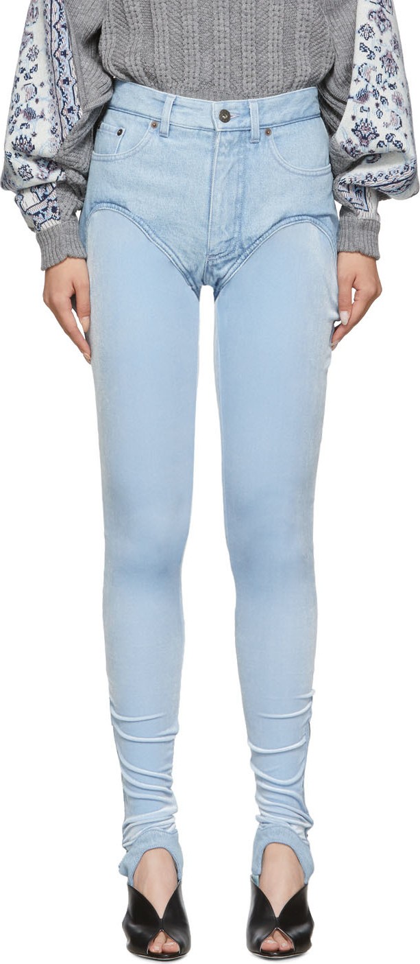 Y/Project Blue Stirrup Shorts Jeans