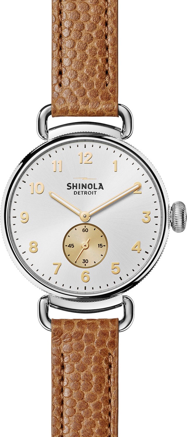 Shinola The Canfield 38mm Alligator Strap Watch, Dark Camel