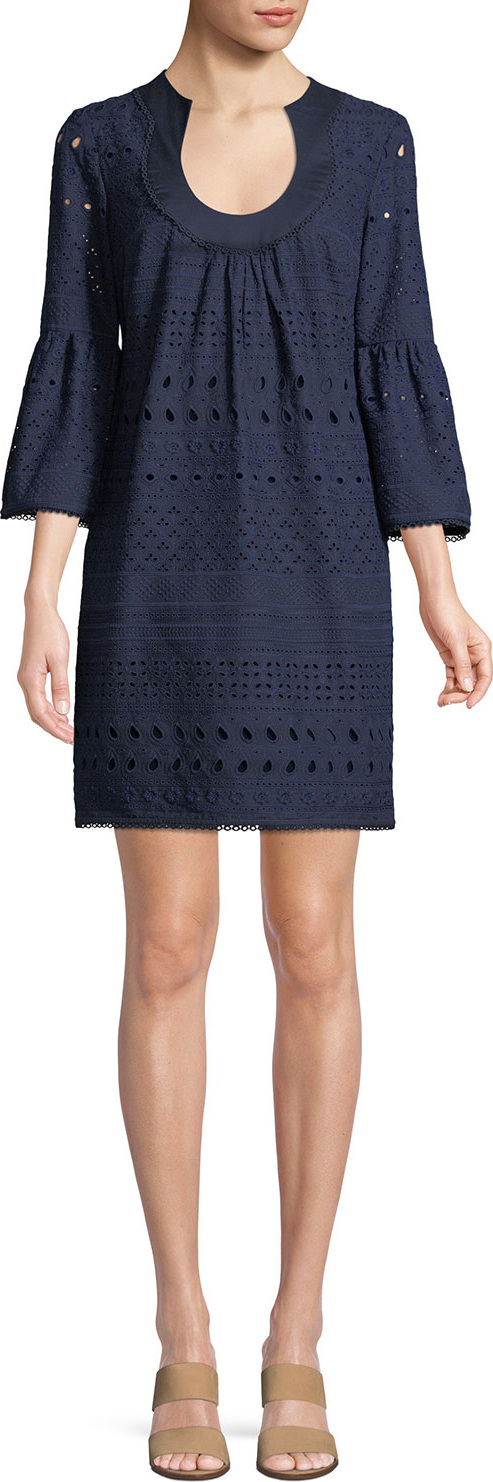 Trina Turk Bonita Cotton Mini Dress w/ Eyelets