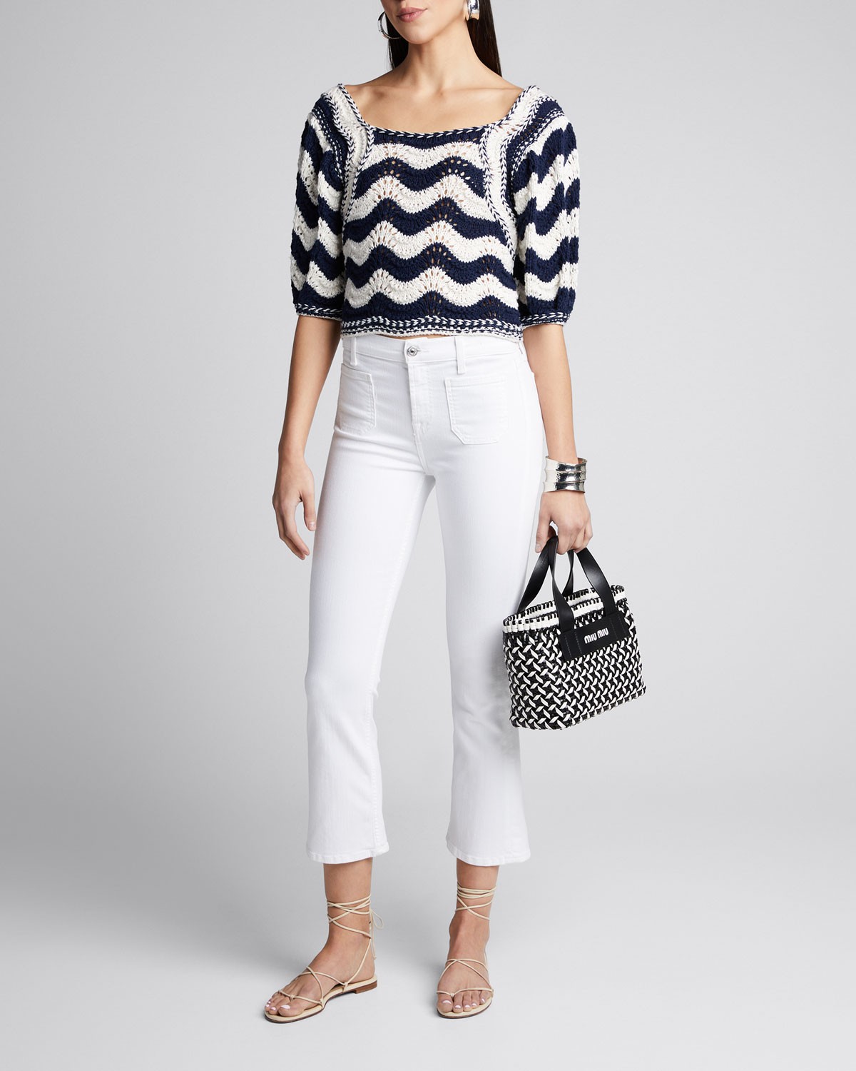 Ulla Johnson Luciana Cropped 3/4-Sleeve Sweater