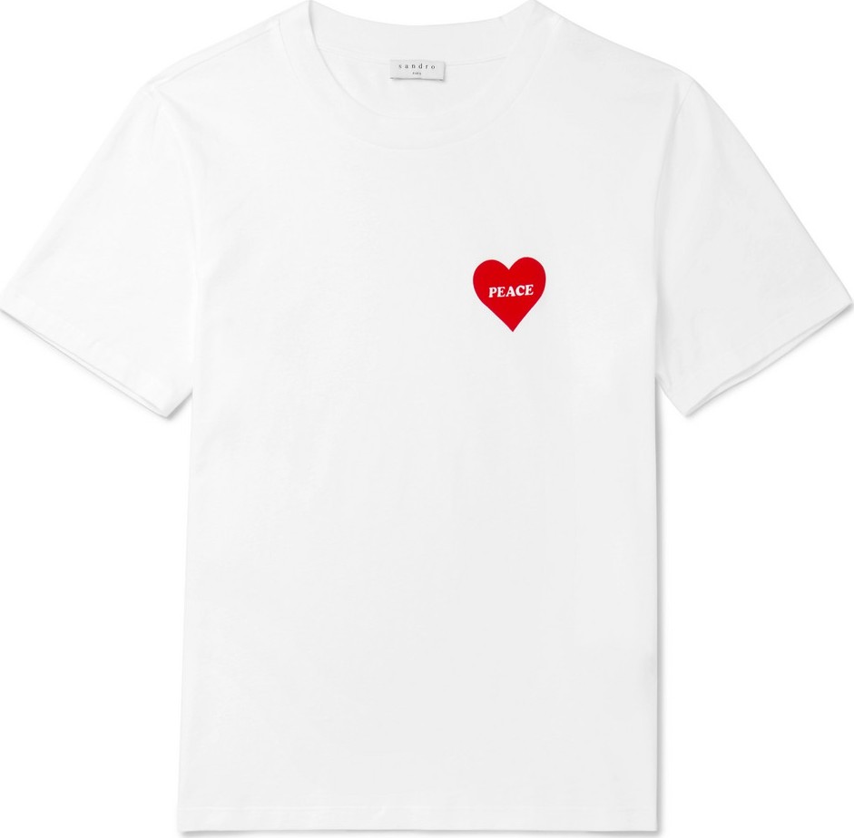 Sandro Flocked Cotton-Jersey T-Shirt