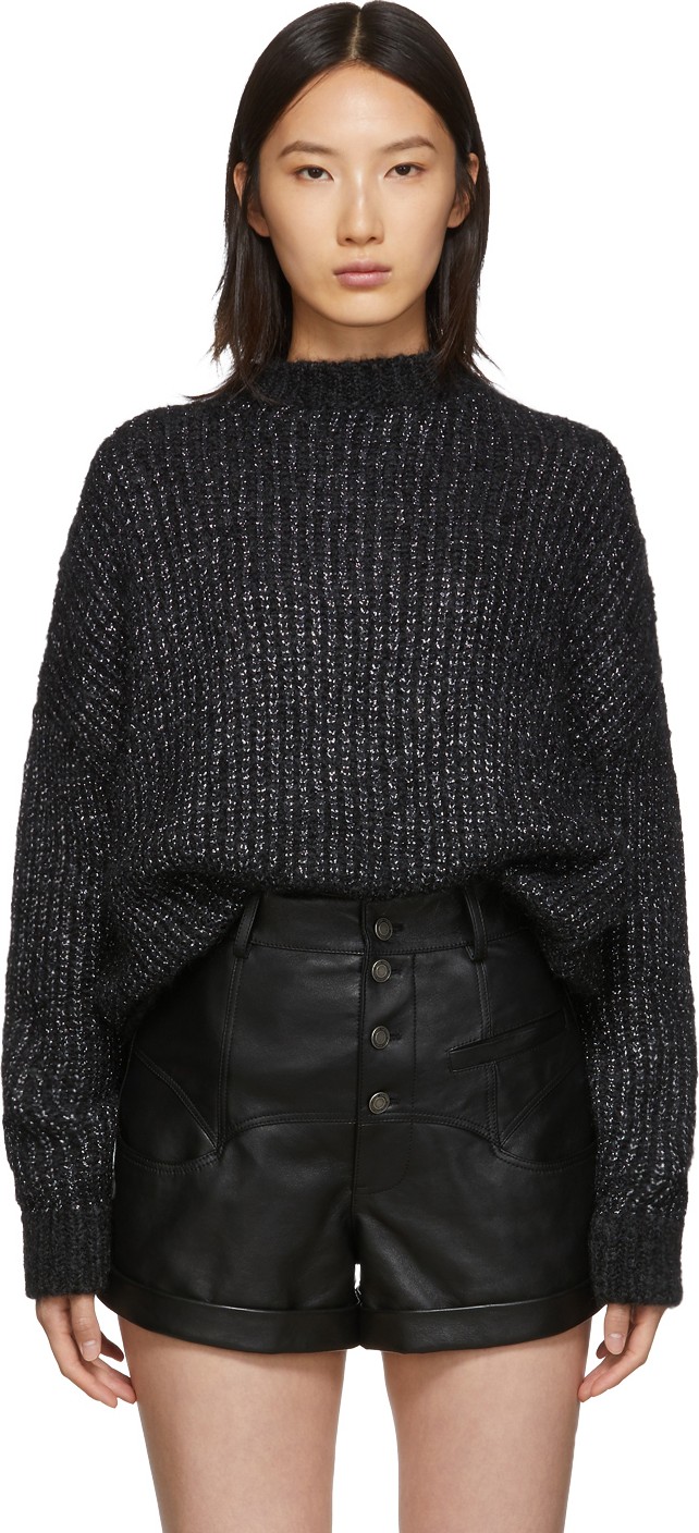 Saint Laurent Black Oversized Crewneck Sweater Dress