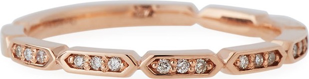 Stevie Wren 14k Rose Gold Diamond Geo Stack Ring, Size 7